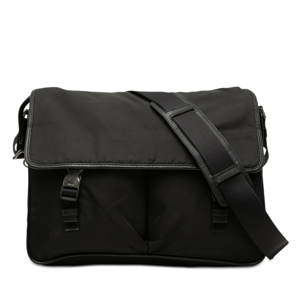 Pre-Loved Prada Tessuto Double Buckle Messenger Bag